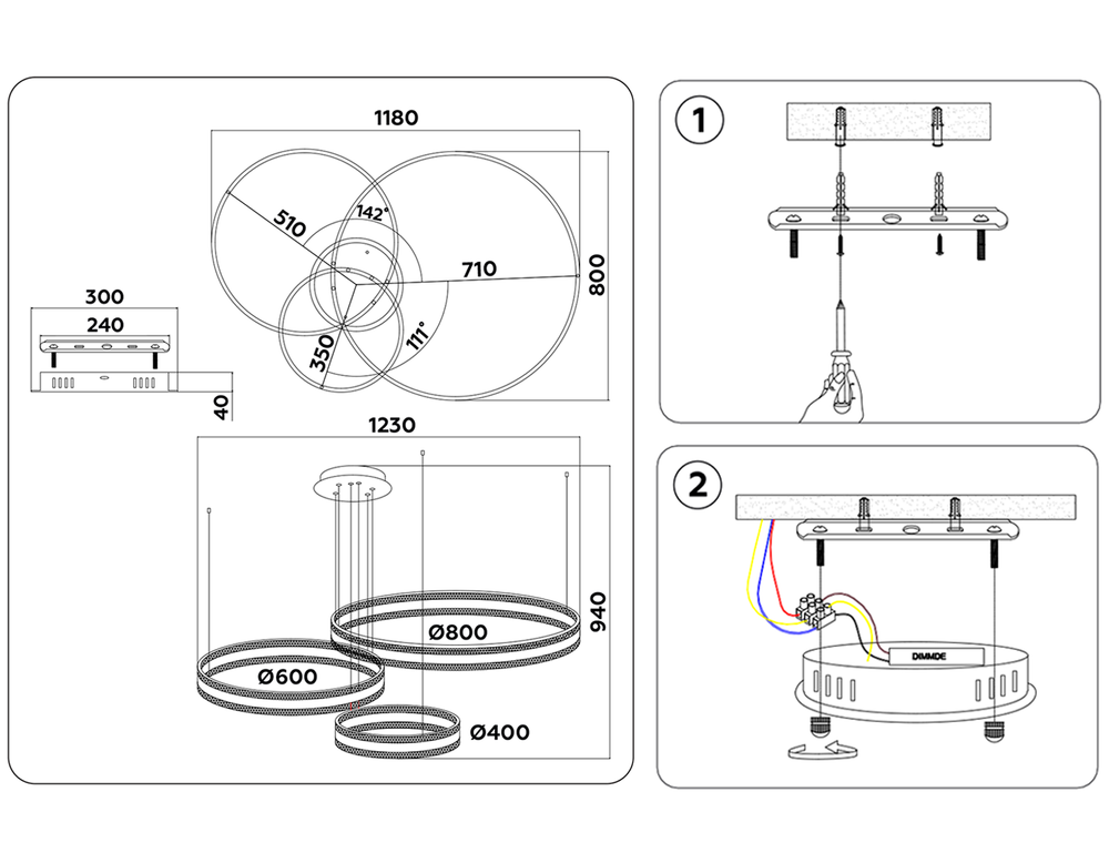 Ambrella Управляемый подвесной светодиодный светильник Original FA6201