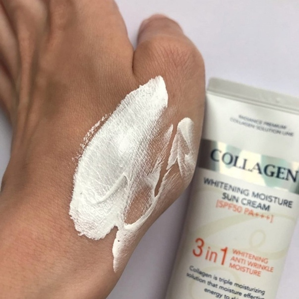 Солнцезащитный крем для лица с морским коллагеном Enough Collagen 3in1 Whitening Moisture Sun Cream SPF50 PA+++