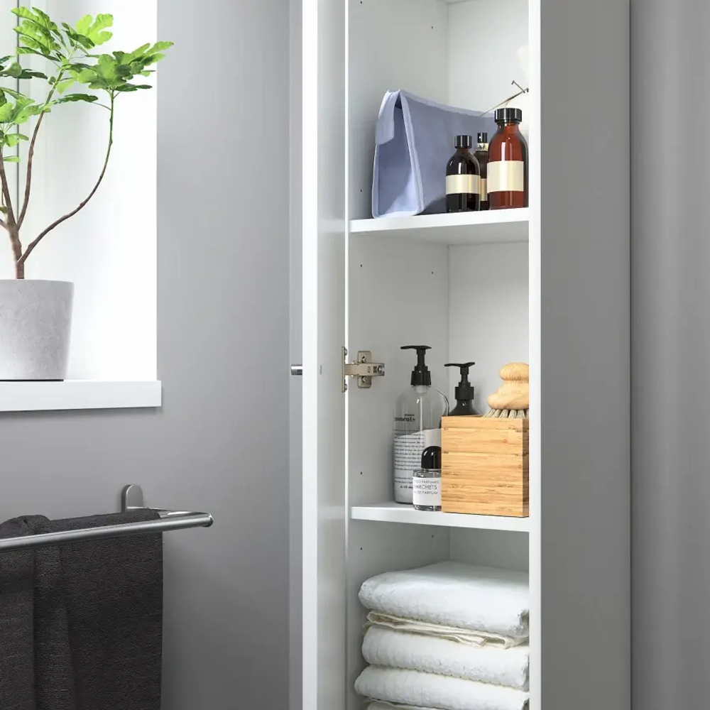 Высокий шкаф для ванной - NYSJÖN  IKEA/ НИСЬЕН ИКЕА, 190х30 см, белый