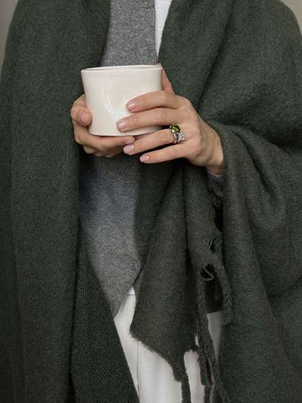 Плед мохеровый хвойно-зеленого цвета из коллекции essential, 130х180 см