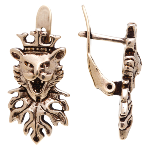 "Пассант" серьги в бронзовом покрытии из коллекции "Бестиарий" от Jenavi  с английским замком