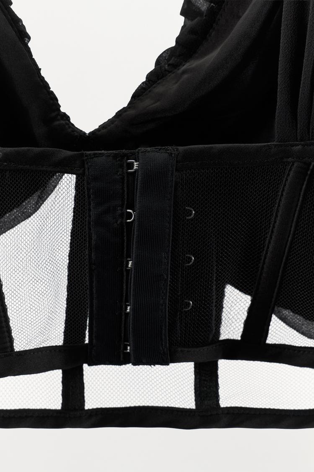 ZARA КОМБИНИРОВАННЫЙ ТОП-КОРСЕТ СО СБОРКАМИ, ЧЕРНЫЙ