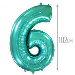 Шар (40""/102 см) Цифра, 6, Тиффани, 1 шт.