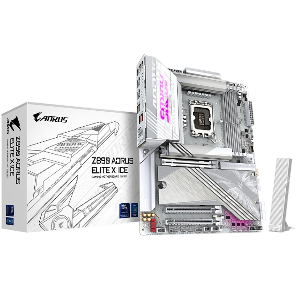 Материнская плата GIGABYTE Z890 AORUS ELITE X ICE (LGA1851/Z890/4xDDR5/3xPCI-Ex16/5xM.2/Wi-Fi/BT/GLAN/DP/HDMI/ATX)