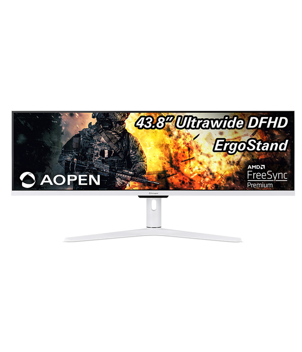 Монитор 43,8'' AOPEN 43XV1CPwmiiphx 32:9, IPS, 3840x1080, 1ms, 350, 400cd, 120Hz, 2xHDMI(2.0, 1.4) + 1xDP(1.2) + Audio out, Speakers 2Wx2, White, H.Adj. 95 (by ACER)