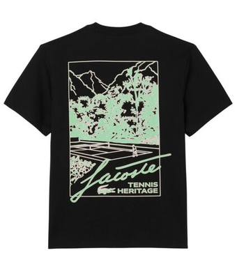 Мужская теннисная футболка Lacoste Printed Jersey - black