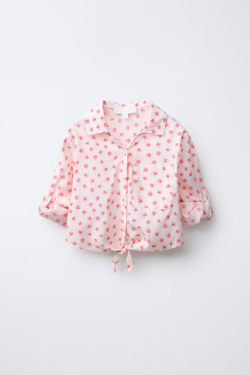 ZARA РУБАШКА С ПРИНТОМ, МЯГКИЙ РОЗОВЫЙ
