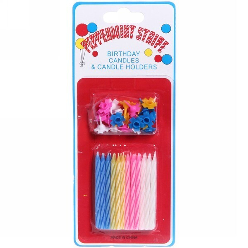 Свечи для торта (свечи 24шт + подставки 24шт) EN-110