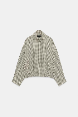 ZARA БОМБЕР В КЛЕТКУ, ЧЕРНЫЙ/ЭКРЮ