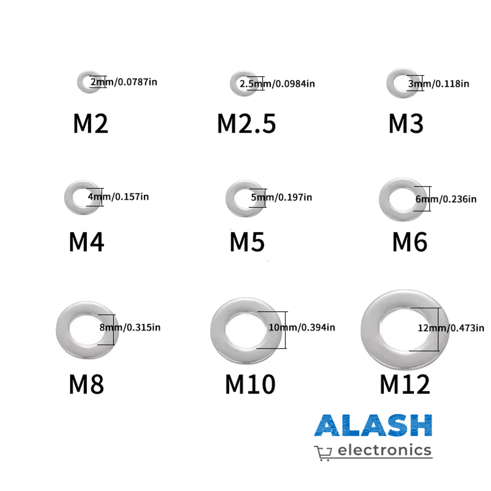 Набор шайб 1240 шт (размеры: M2, M2.5, M3, M4, M5, M6, M8, M10, M12)