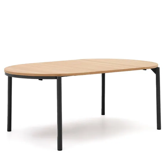 Стол раздвижной Montuiri Ø120-200 см, дубовый шпон, черные ножки