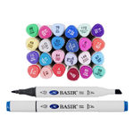 Маркер для скетчинга, двусторонние, Basir, серия "Спокойные тона", трёхгранные, 14 мм, спиртовые, 24 шт