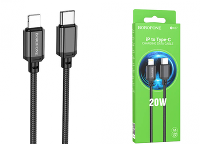 Кабель Borofone BX87 Type-C-Lightning PD20W 3А 1м Braided Black