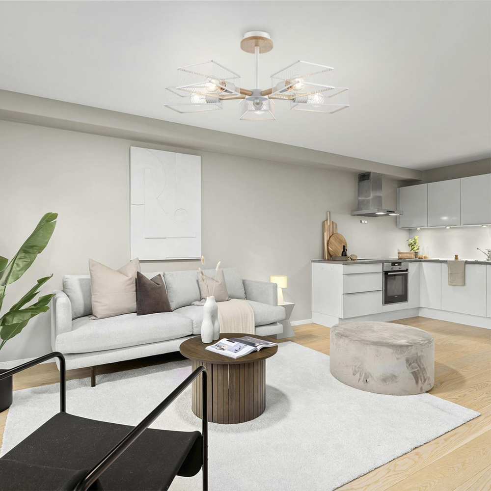 8246/5C COUNTY LN25 000 белый, металл/дерево Люстра потолочная Е27 5*60W 220V IRMA