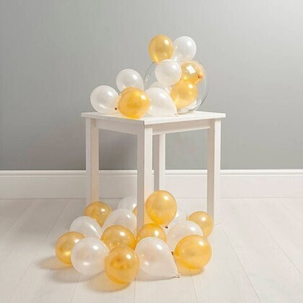 Шарики на пол "Gold white set" (30 шаров с воздухом)