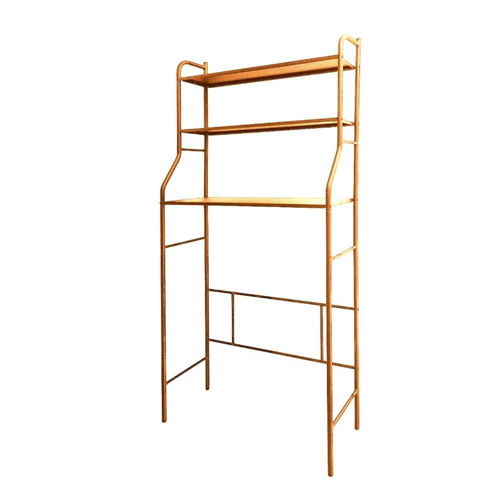Стеллаж в ванную комнату широкий 68,5х26х156 см золотой