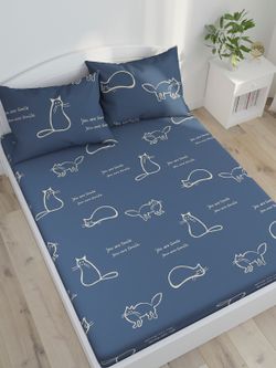 Постельное белье Simple House "Котики (полисатин)" семейное  Наволочка 70х70 см 2 шт  Простынь  240х215 см  Пододеяльник 145х215 см(2шт)