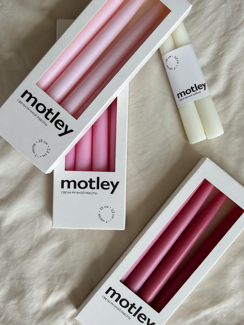 Набор классических свечей Motley 4 шт | светло-розовый