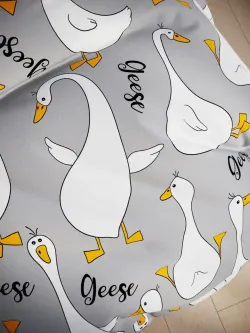 Наволочка комплект 2шт поплин Сказка "Гусь обнимусь на сером" 30х30 см на молнии