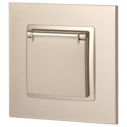 Розетка ЭРА Elegance 14-2103-04 с заземлением 2P+E Schuko со шторками с крышкой 16A-250В IP20 шампань | Эра Elegance