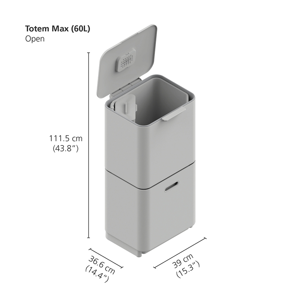 Контейнер для мусора с двумя баками Totem Max 60 л нержавеющая сталь, Joseph Joseph