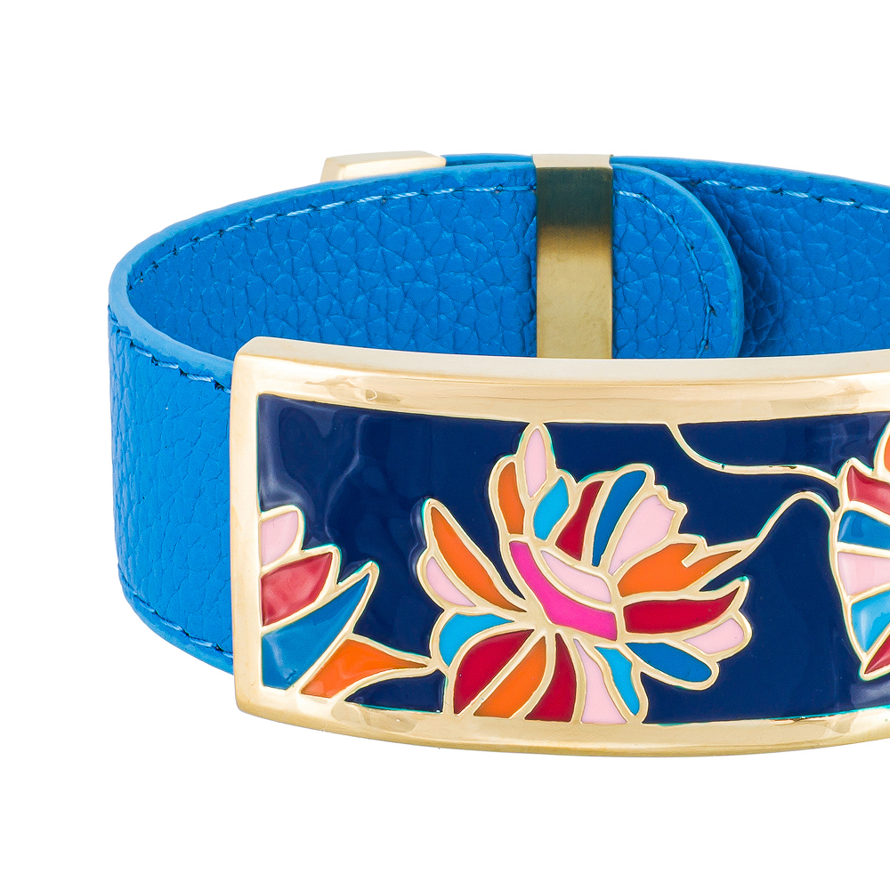 Браслет Fiore Luna на голубом кожаном ремешке CB13599-6