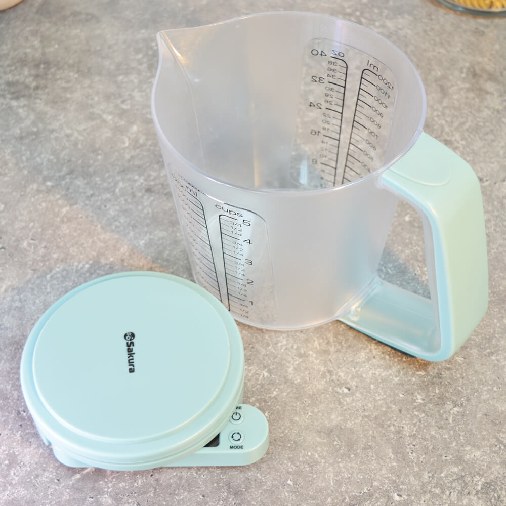 Весы кухонные электронные SA-6071BL, до 5кг, съемный кувшин 1200мл с мерной шкалой, цвет голубой