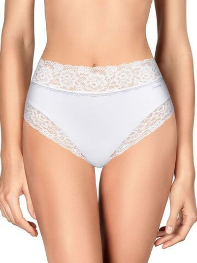 Высокие трусики-слипы с широкой кружевной оторочкой Dolce Micro (Размер: M) (Цвет: белый)