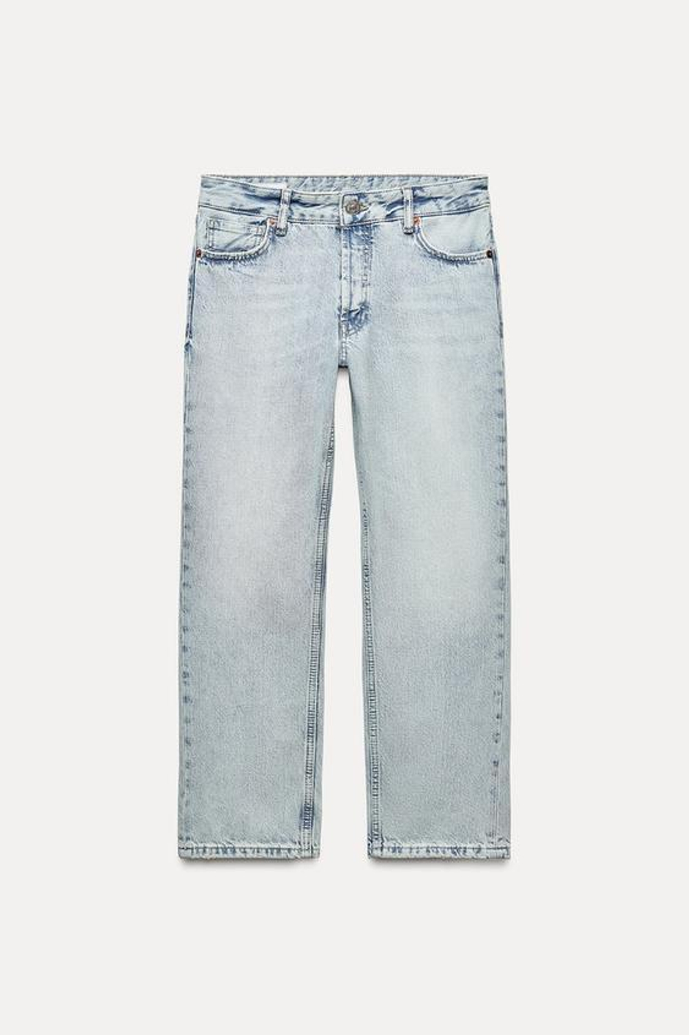 ZARA ДЖИНСЫ TRF CROPPED ПРЯМОГО КРОЯ С НИЗКОЙ ПОСАДКОЙ, ГОЛУБОЙ