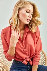 Qadın üçün uzun qollu gül qurusu bluz 30201019