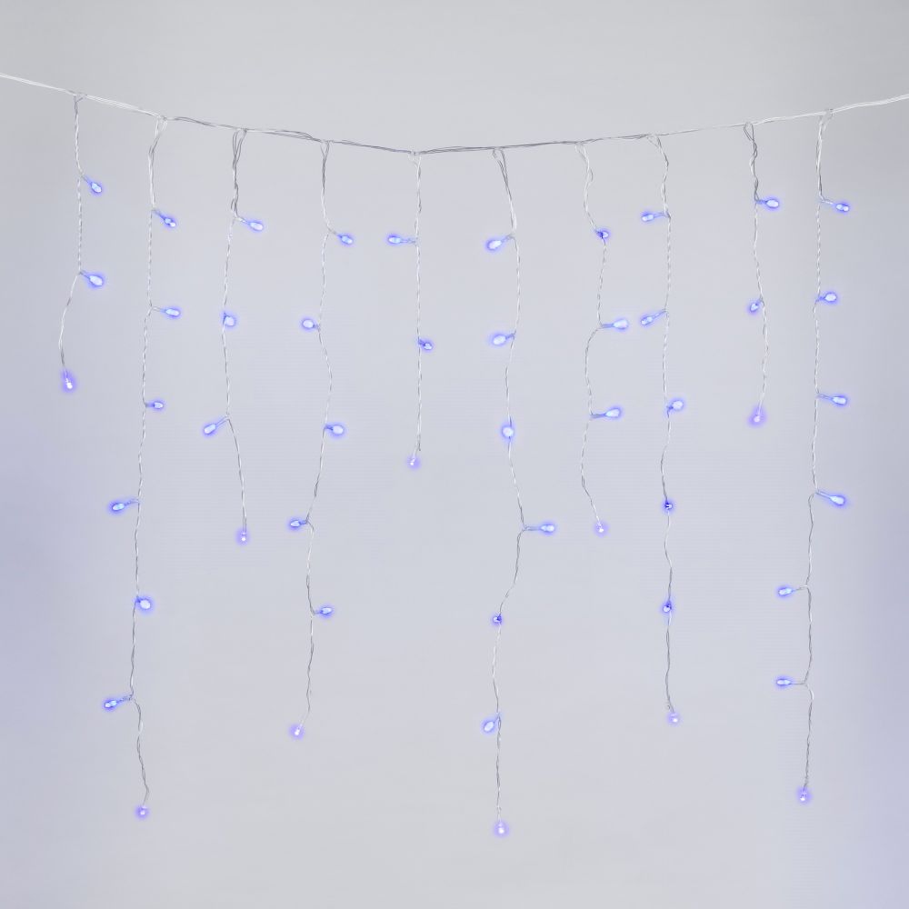 ULD-B12006-195-TTK BLUE IP44 Бахрома светодиодная с эффектом мерцания. 12м. Соединяемая. 195 светодиодов. Синий свет. Провод прозрачный. ТМ Uniel