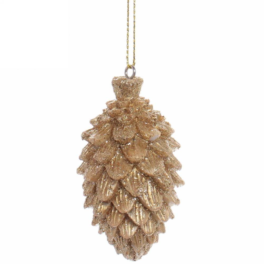 Украшение новогоднее подвесное «Новогодняя шишка» 6 см, шампань
