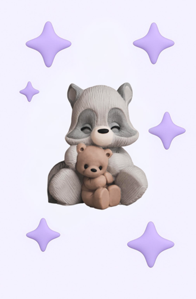 Шоколадная фигурка Енотик Купер с мишкой, 5,5*6*7 см