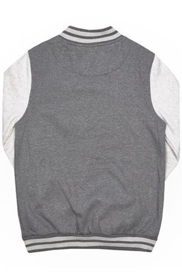 Куртка бомбер серый со светло-серыми рукавами