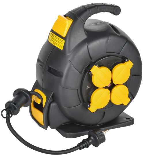 TWIST Катушка УК10 4 места IP44 с заземлением 3х1,5мм2 КГ с автосмоткой кабеля 10м IEK