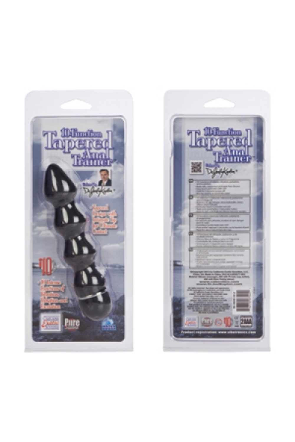 Анальная елочка 10-Function Tapered Anal Trainer рефленый с вибрацией черный