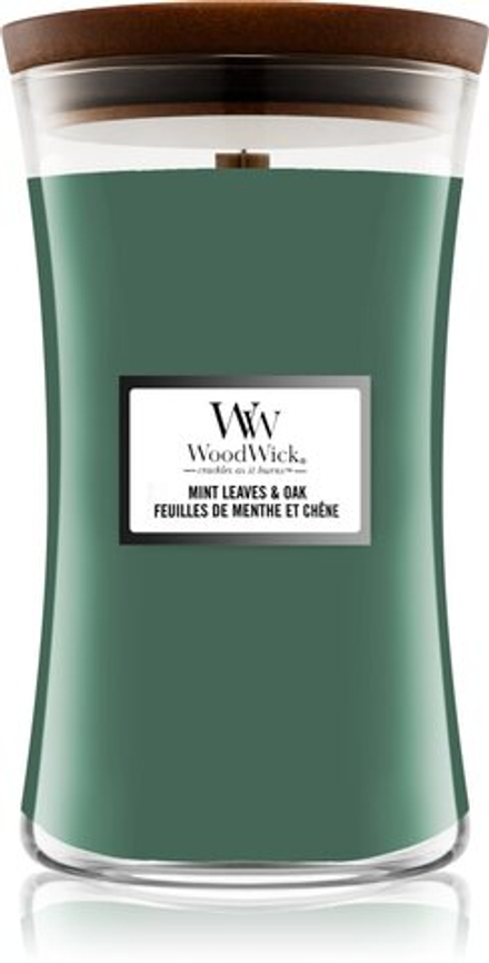 Woodwick Mint Leaves & Oak - ароматическая свеча с деревянным фитилем /   609,5  g  / GTIN 5038581141930