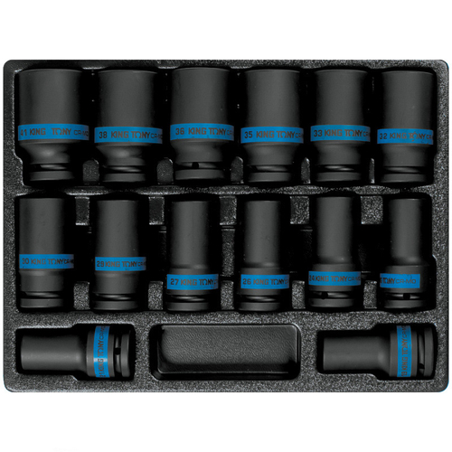 KING TONY (9-6414MP) Набор ударных глубоких торцевых головок 3/4", ложемент, 14 предметов