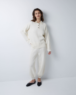 Брюки из смесового кашемира молочный