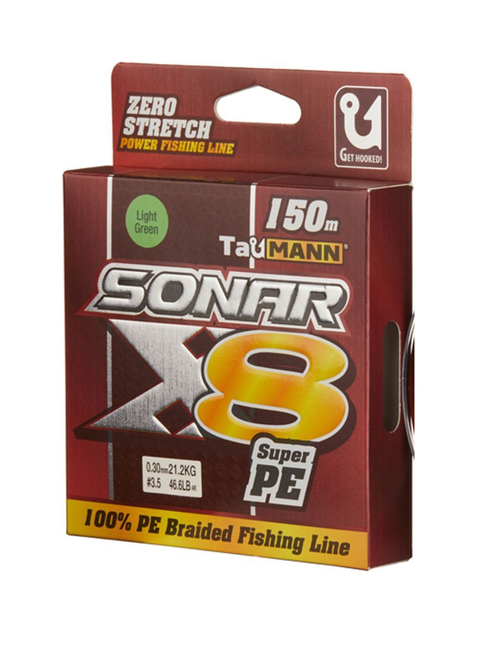 Плетеный шнур для рыбалки TauMANN Sonar PE X8 150m #0.4 (0.10mm) Light Green