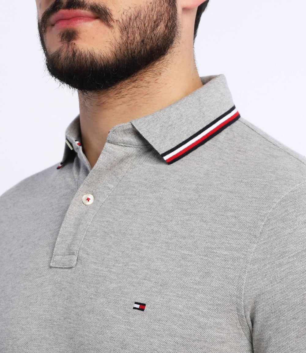 поло tipped Tommy Jeans - серый(MW0MW13080)