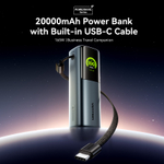20000mAh Power Bank (USB-C + USB-C/USB-C/USB-A) 165W Gray TFT Display Type
