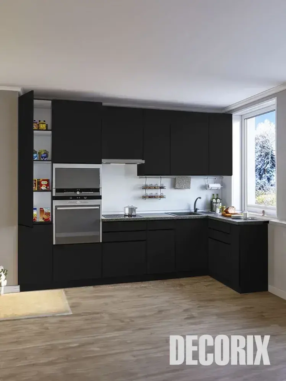 Краска для пластика черная глянцевая аэрозольная DECORIX - эмаль по пластику в баллончике 520 мл