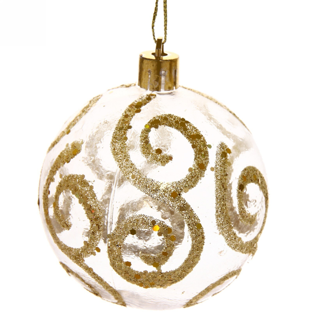 Новогодние шары 7см (набор 3шт) «Зимние узоры», золото