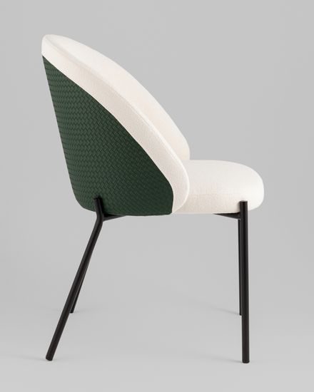 Стул обеденный Monro бежевый с зеленой экокожей