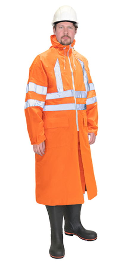 Плащ влагозащитный сигнальный с СОП SIRIUS Профи (225 гр/м2) оранжевый