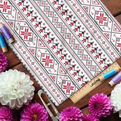 Ткань ниагара плотная славянская вышивка полосками на полотенце