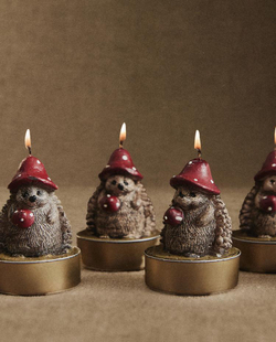 ZARA HOME НАБОР НОВОГОДНИХ СВЕЧЕЙ «ЕЖИК» (6 ШТ.), КОРИЧНЕВЫЙ