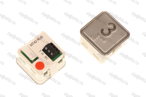 Кнопка (кнопочный модуль) MT42 RUS "3 Этаж", квадратная, красная подсветка, Брайль.