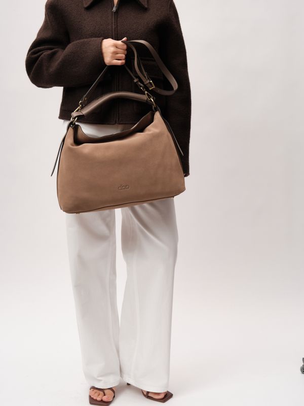 Замшевая сумка Andrea DBR 31374 серо-коричневый